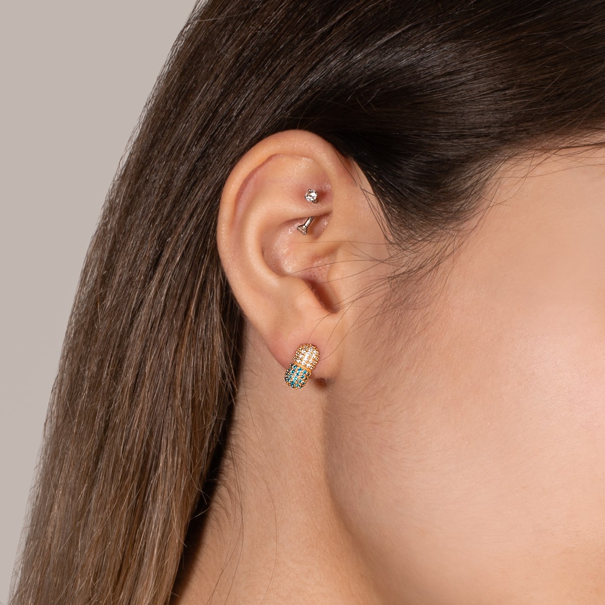 گوشواره طلا تک لنگه کپسول تترا - تصویر 3