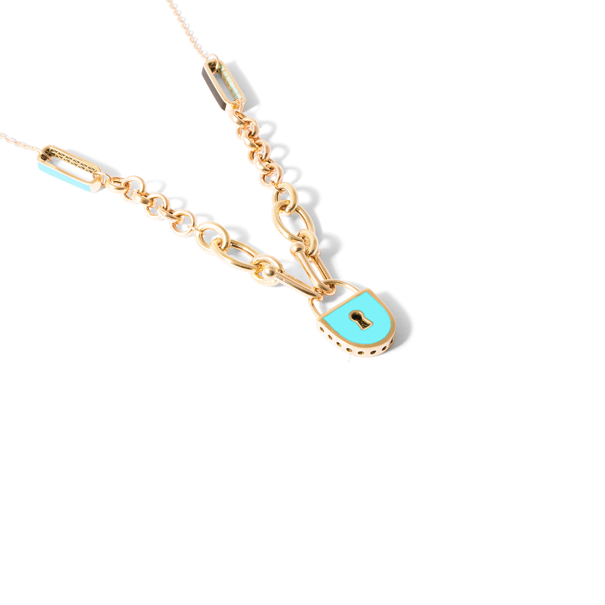 گردنبند طلا قفل مینا کاری لوان - تصویر 3