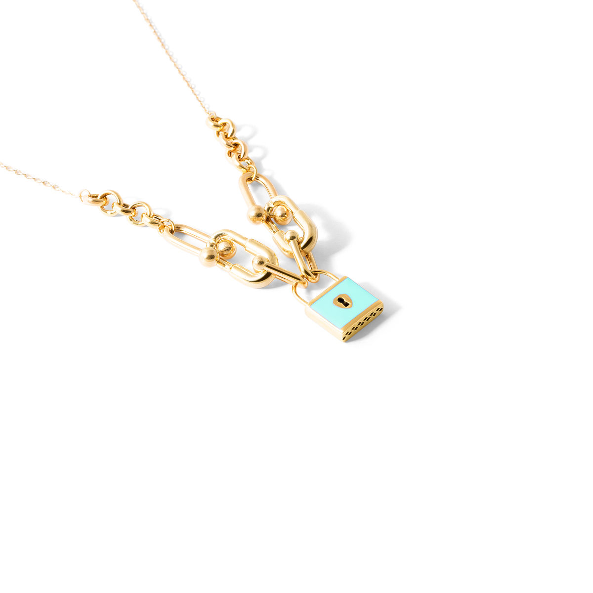 گردنبند طلا قفل مینا کاری لوان - تصویر 3