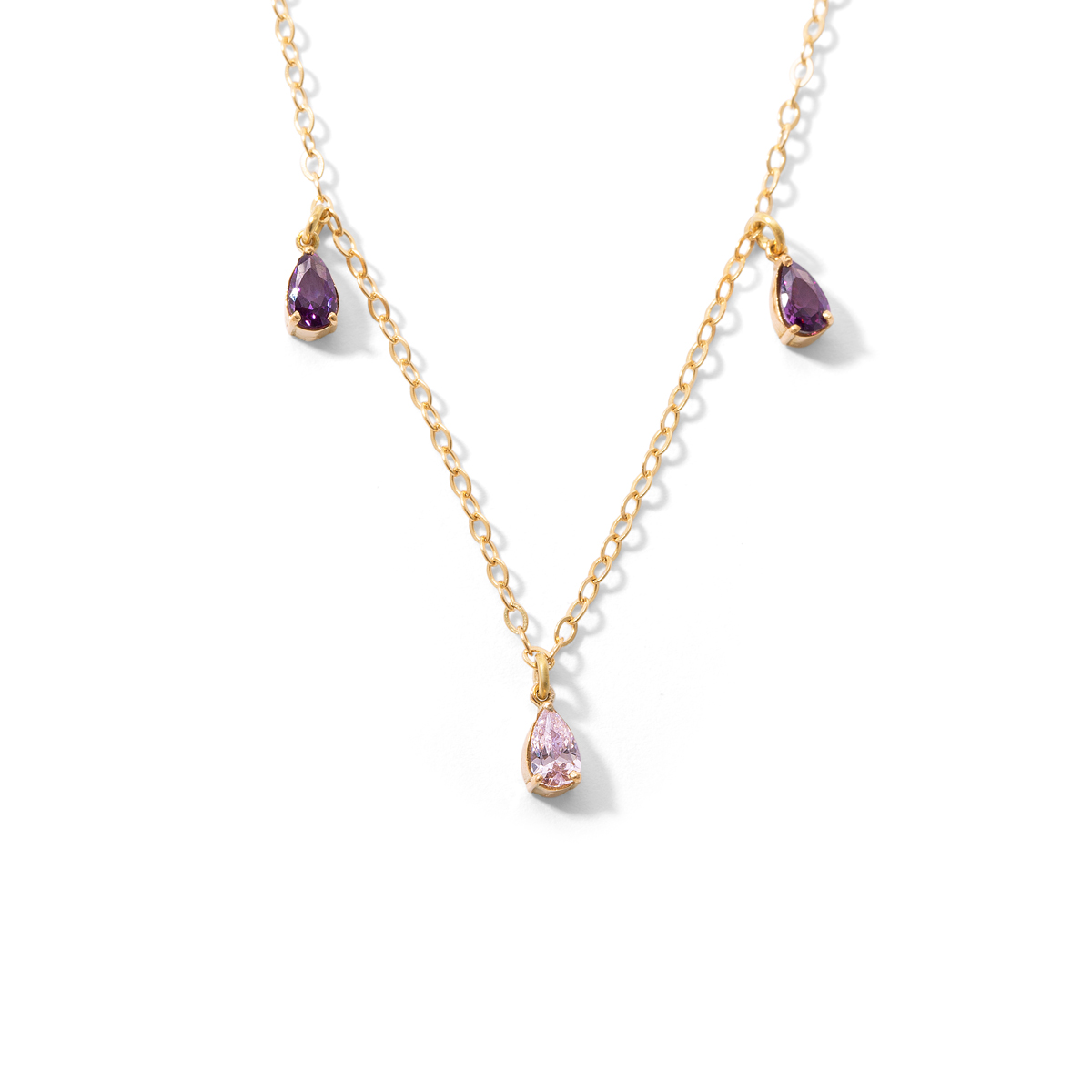 گردنبند طلا قطره بنفش - تصویر 4