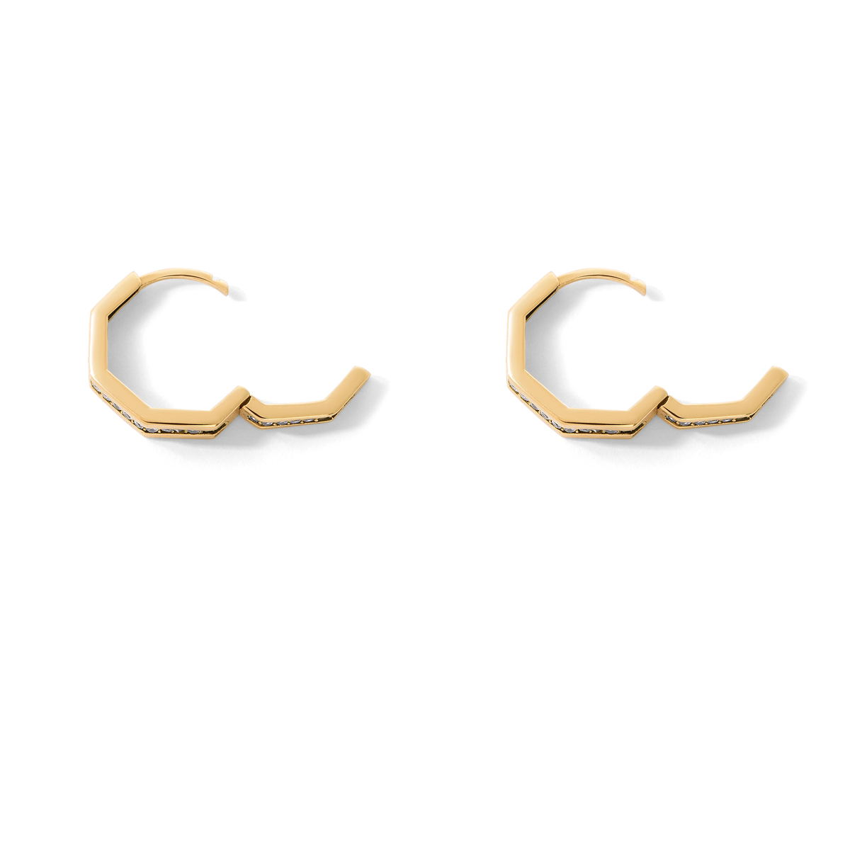 گوشواره طلا حلقه ای چند ضلعی نگین دار - تصویر 3