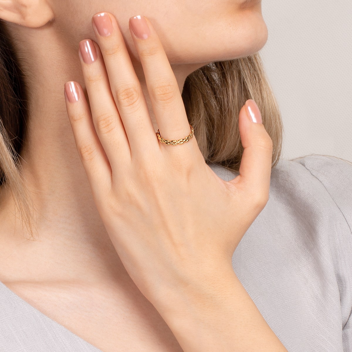 انگشتر طلا زنجیری باریک نیروان - تصویر 3