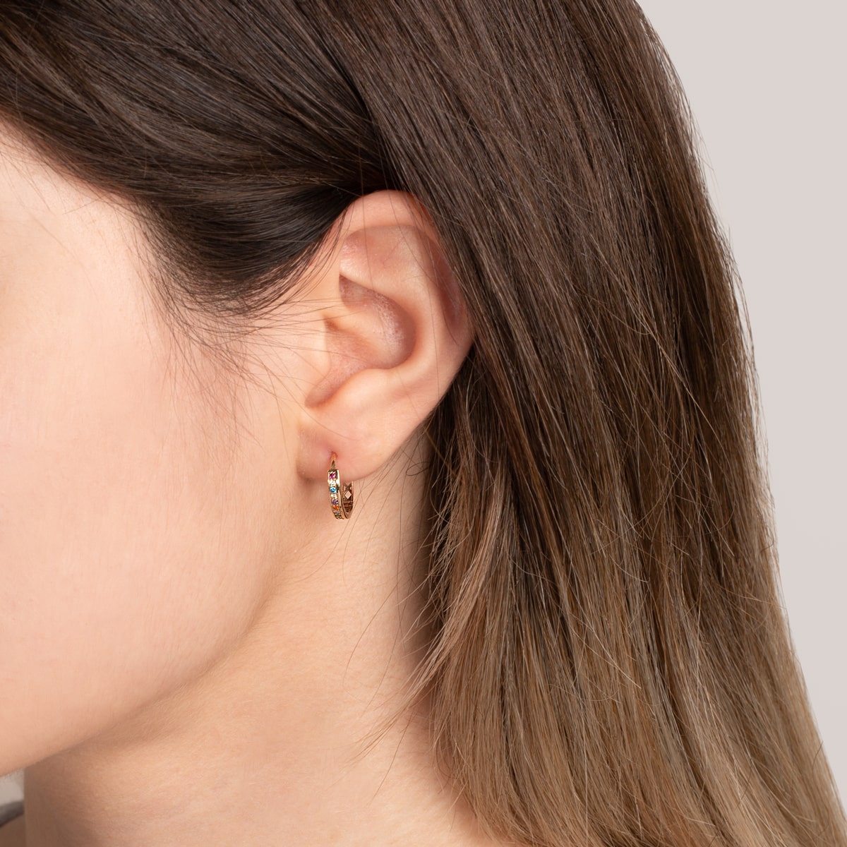 گوشواره طلا حلقه ای رنگین کمان - تصویر 3