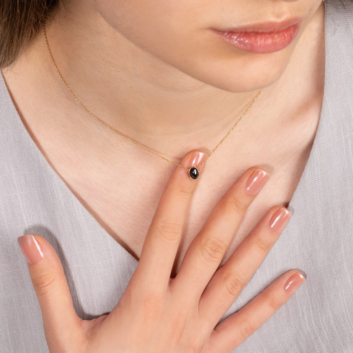 گردنبند طلا بیضی هلسا - تصویر 3