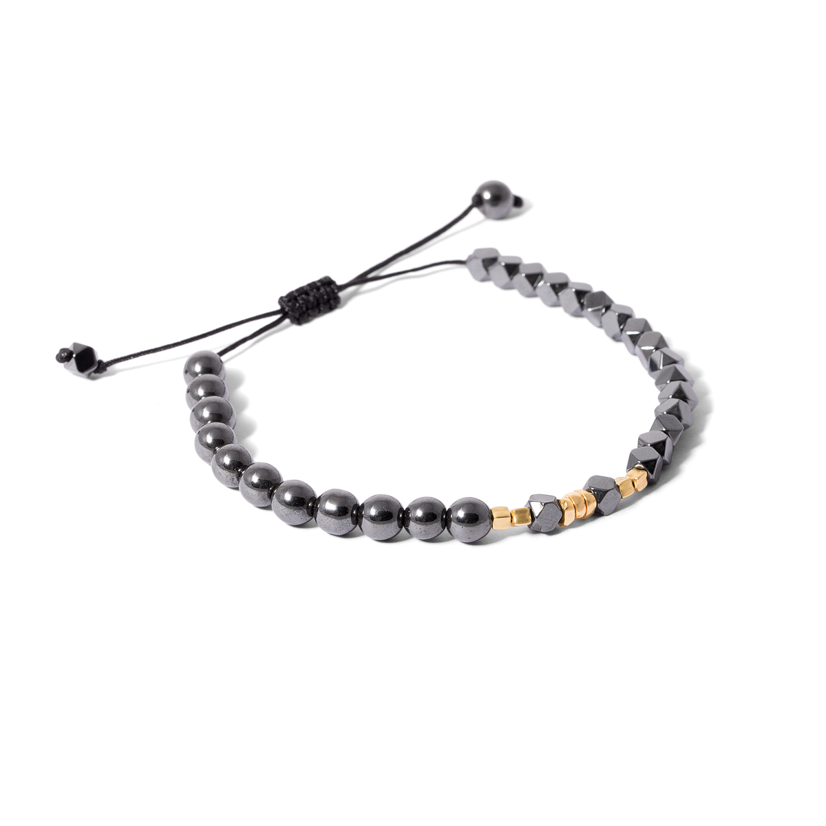 Gold bracelet with cube stones and beads g