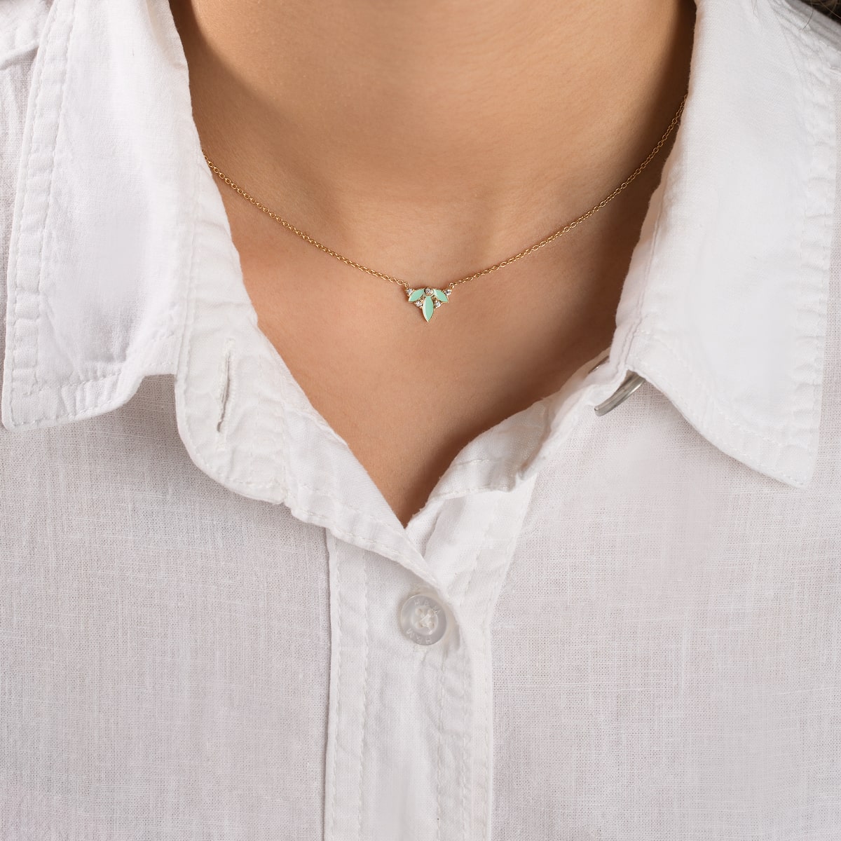 گردنبند طلا مینا کاری گل آرونیا - تصویر 4