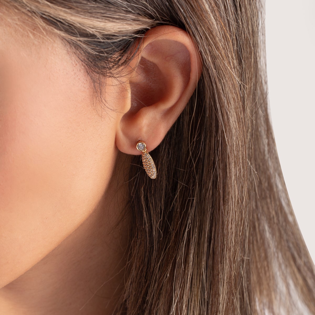 گوشواره طلا بیضی فرنیا - تصویر 3