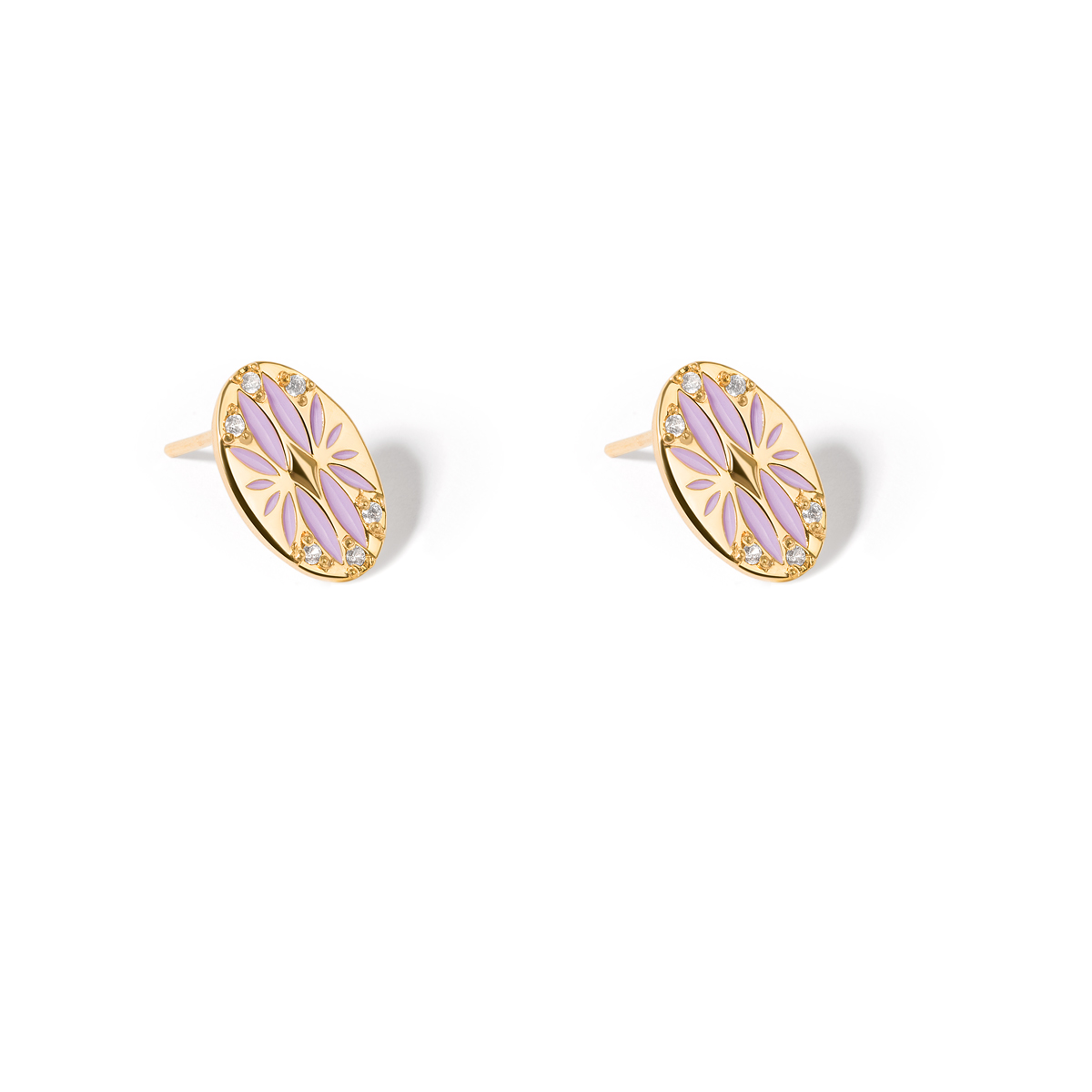 Fitonia flower enamel gold earrings g