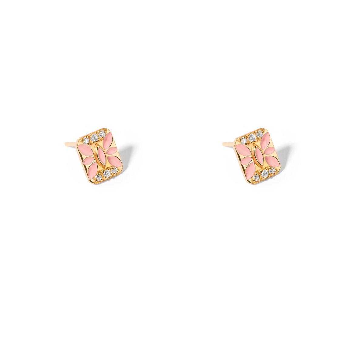 Fitonia flower enamel gold earrings g