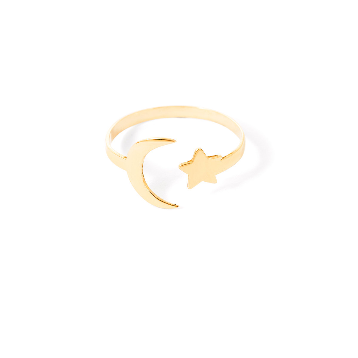 Moon and star gold ring g