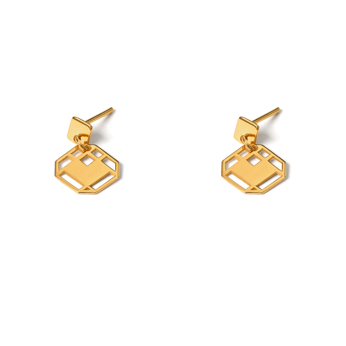 Square gold earrings g