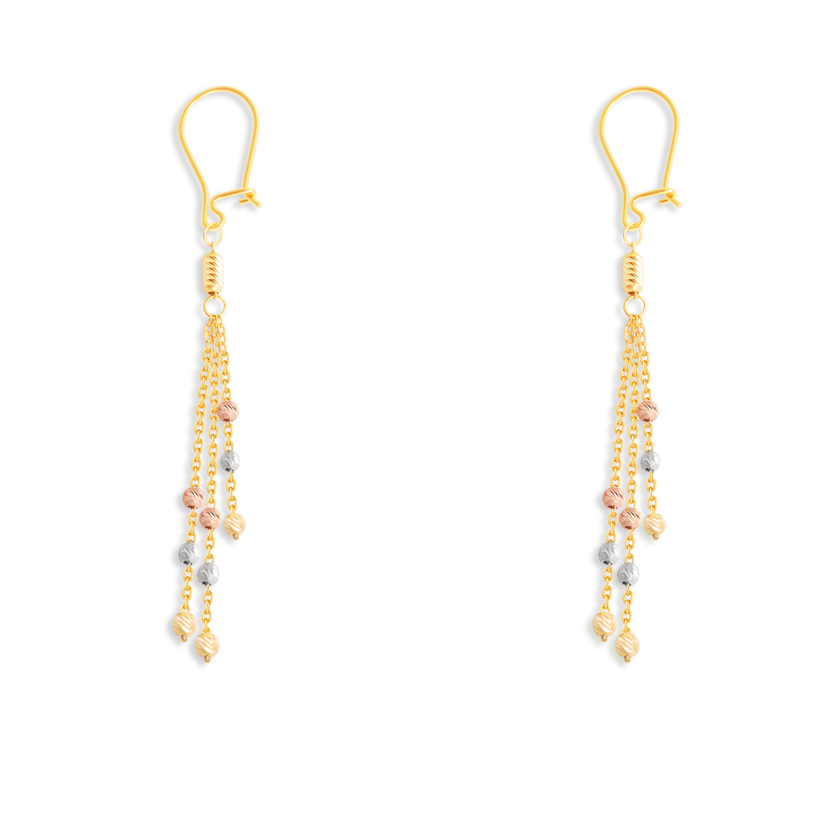 گوشواره عصایی طلا گوی دو رنگ - تصویر 3