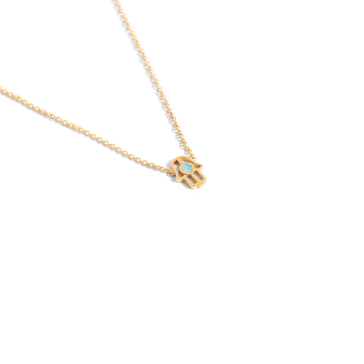 Hamsa handmade enamel gold necklace g