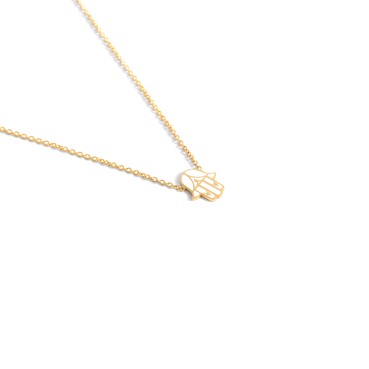 Hamsa handmade enamel gold necklace g