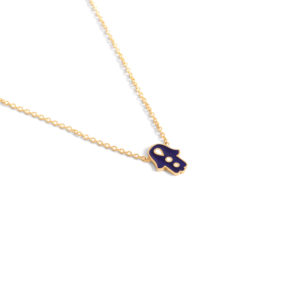 Hamsa handmade enamel gold necklace g