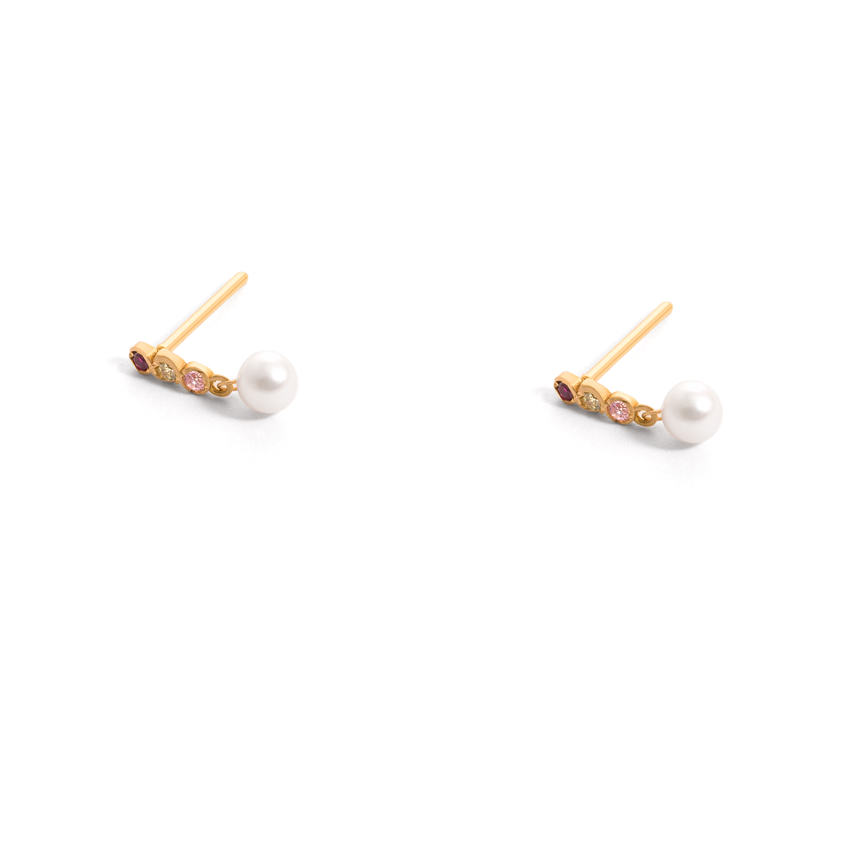 Three moon pearl gold earrings g