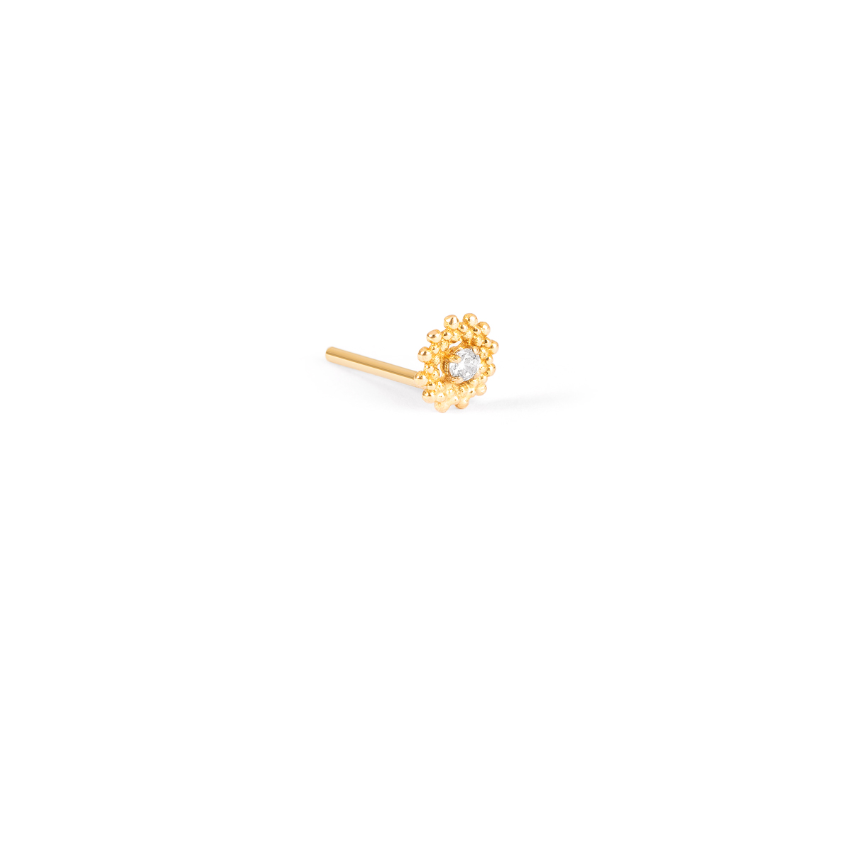 Gold earring with flower ballG Gold earring with flower ballG
