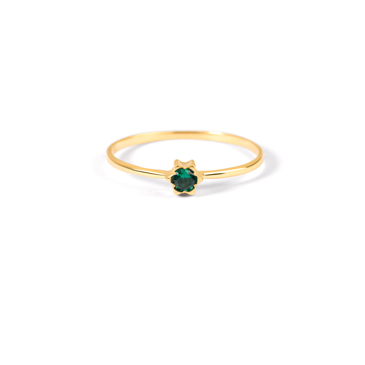 Green star single gem gold ringG