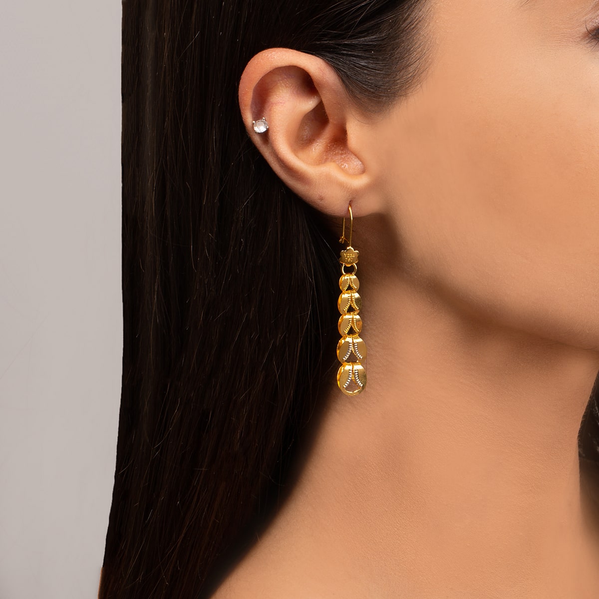 گوشواره طلا عصایی پولکی گالری طلا پرسته