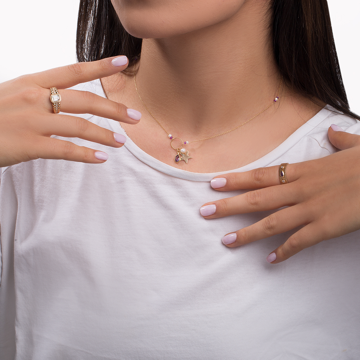 انگشتر طلا نگین دار ساچلی بنفش گالری طلا پرسته