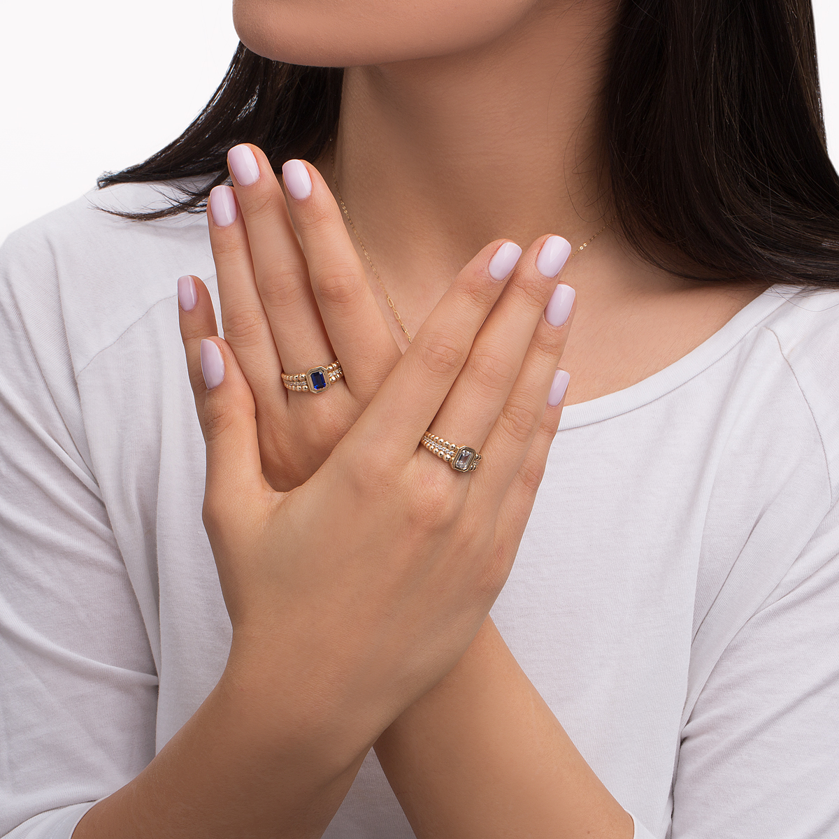 انگشتر طلا نگین دار لنورا سرمه ای گالری طلا پرسته