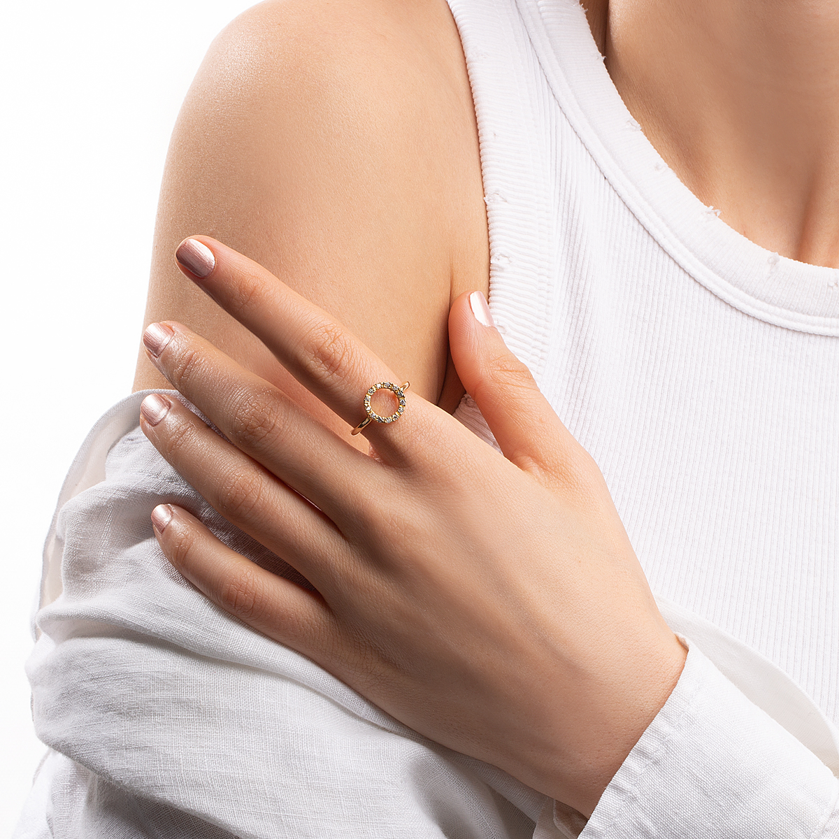 انگشتر طلا دایره نگین دار رامیتا - تصویر 3