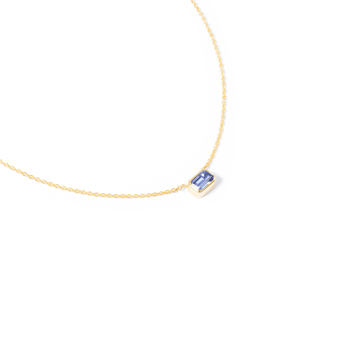 _31A0045 گردنبند طلا نگین باگت آبی گالری طلا پرسته