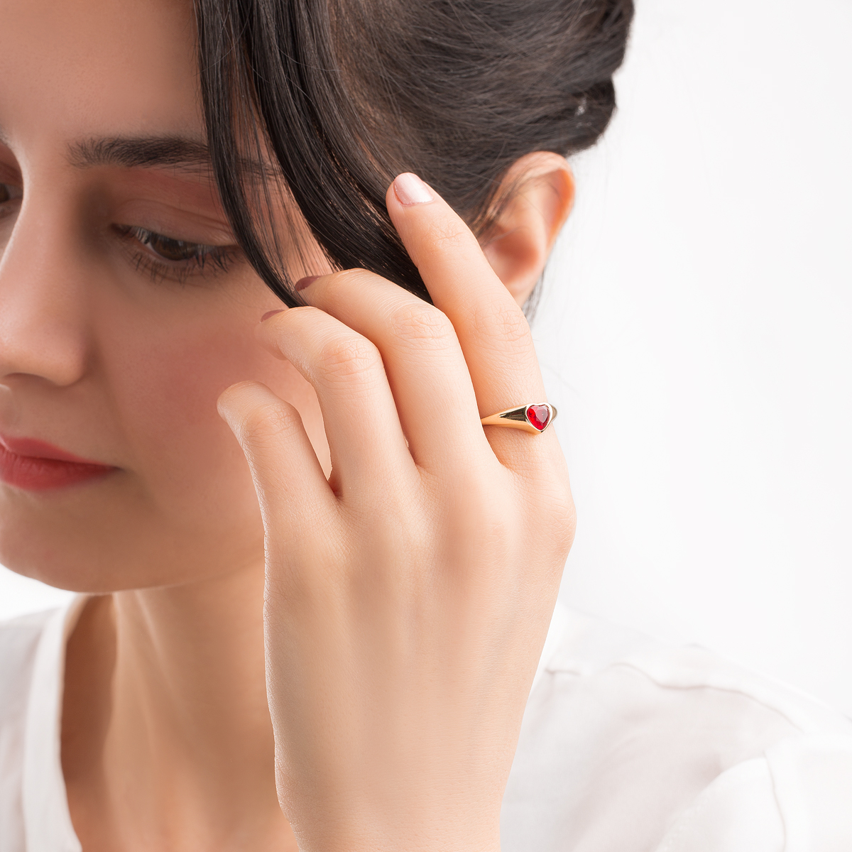 انگشتر طلا قلب تک نگین گالری طلا پرسته