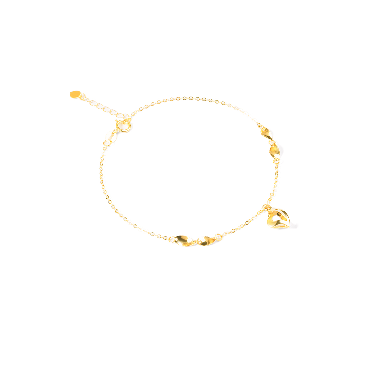 دستبند طلا زنجیری قلب پولکی گالری طلا پرسته