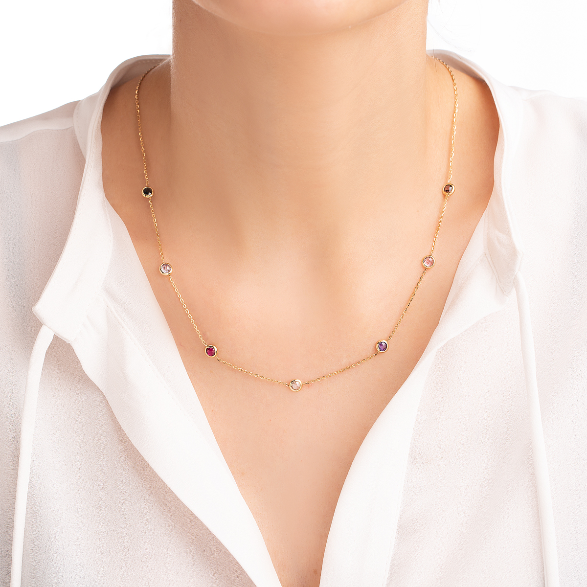 گردنبند طلا نگین دار مارکو گالری طلا پرسته