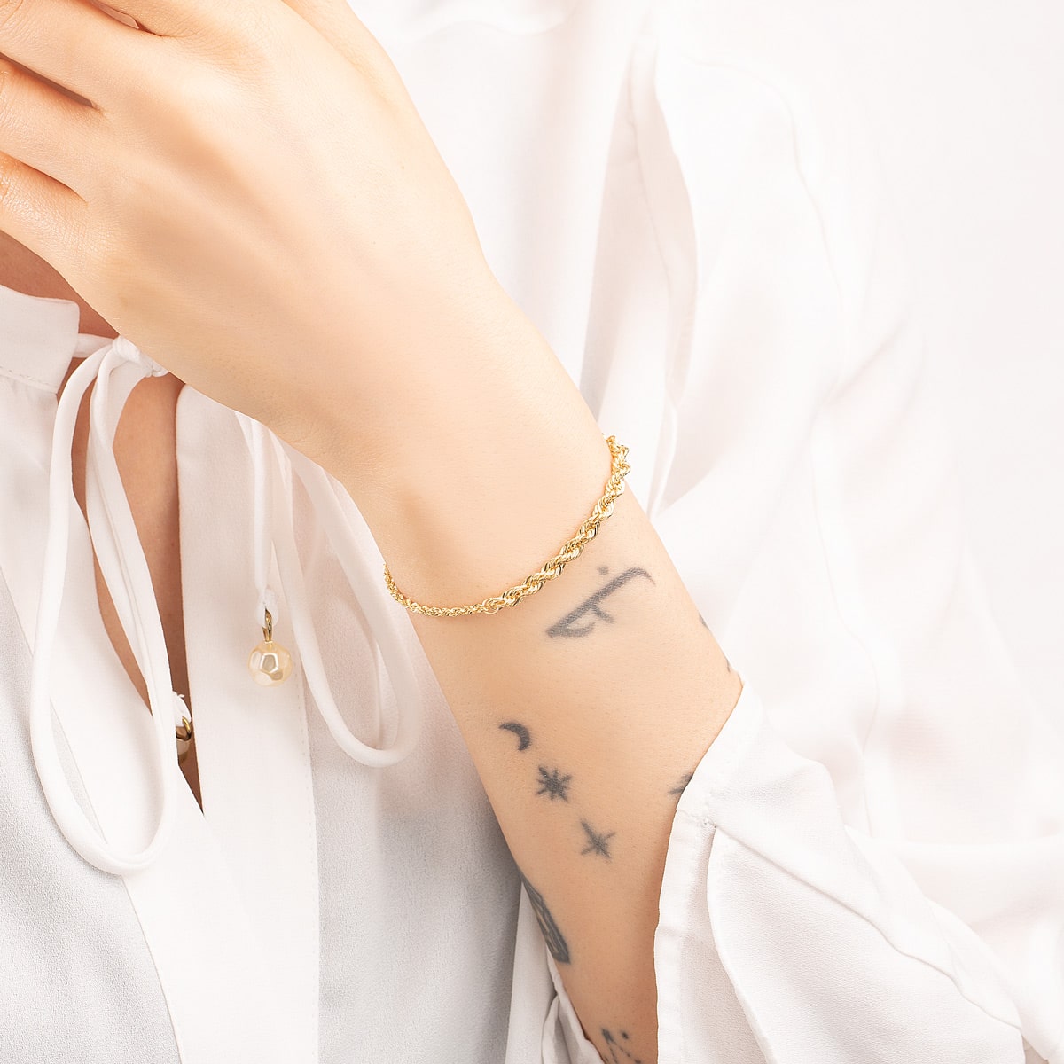 دستبند طلا زنجیری طنابی ریسامان گالری طلا پرسته